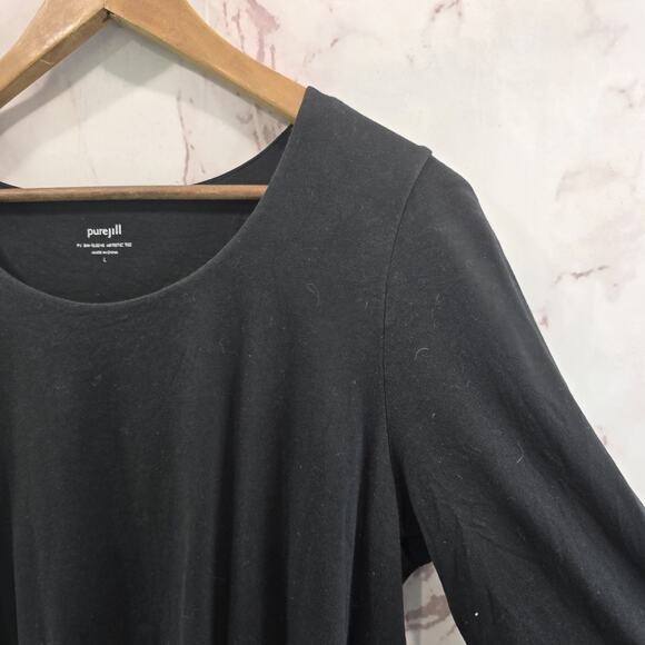 J Jill Shirt Womens Large Black PJ Artistic Tee T Quarter Sleeve Round Neck - Picture 9 of 10